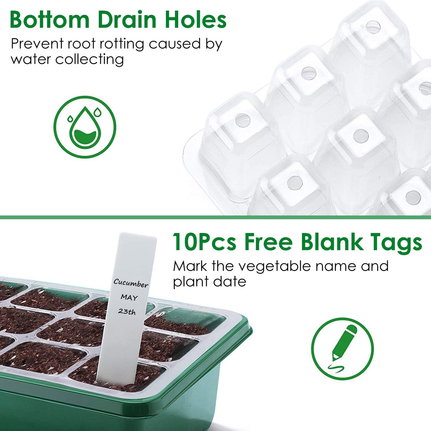 10-Piece: Reusable Seed Starter Tray Kit