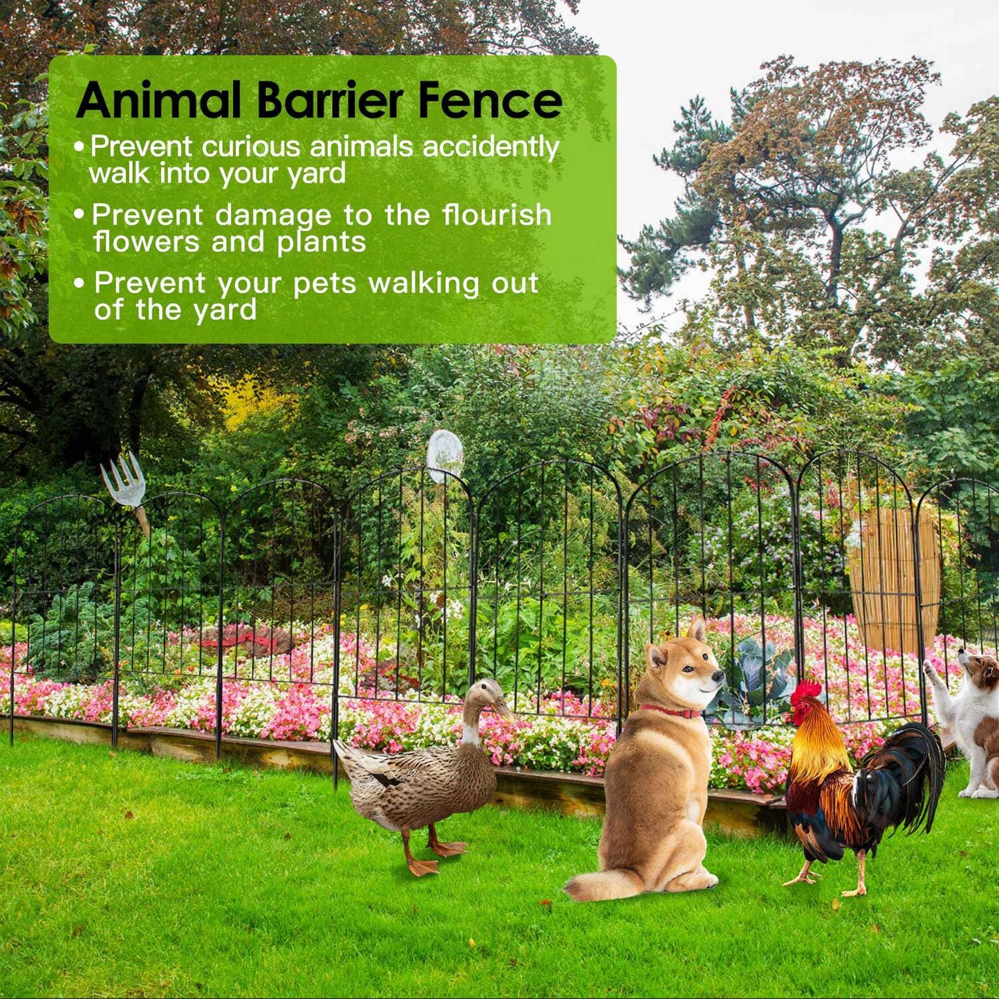 10-Pieces: Decorative Garden Fence Rustproof Iron Wire Arched Fence