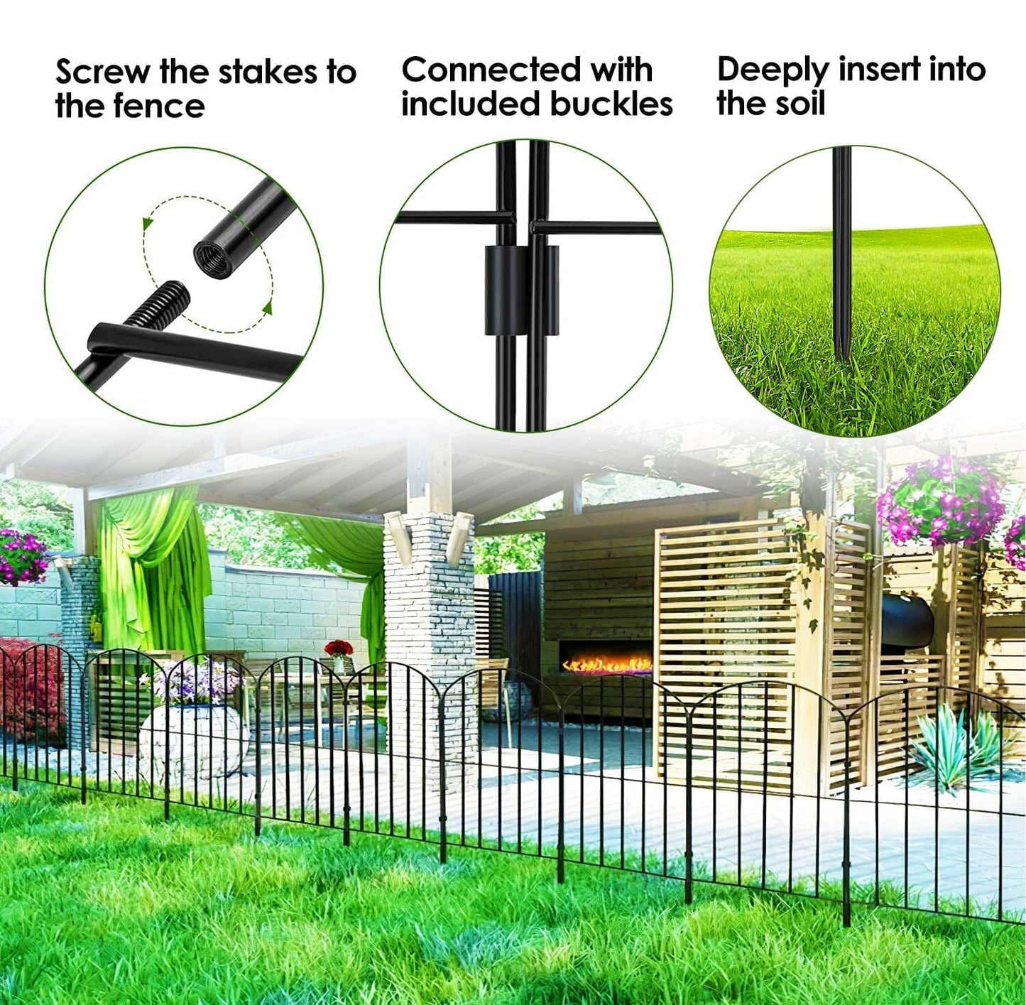 10-Pieces: Decorative Garden Fence Rustproof Iron Wire Arched Fence