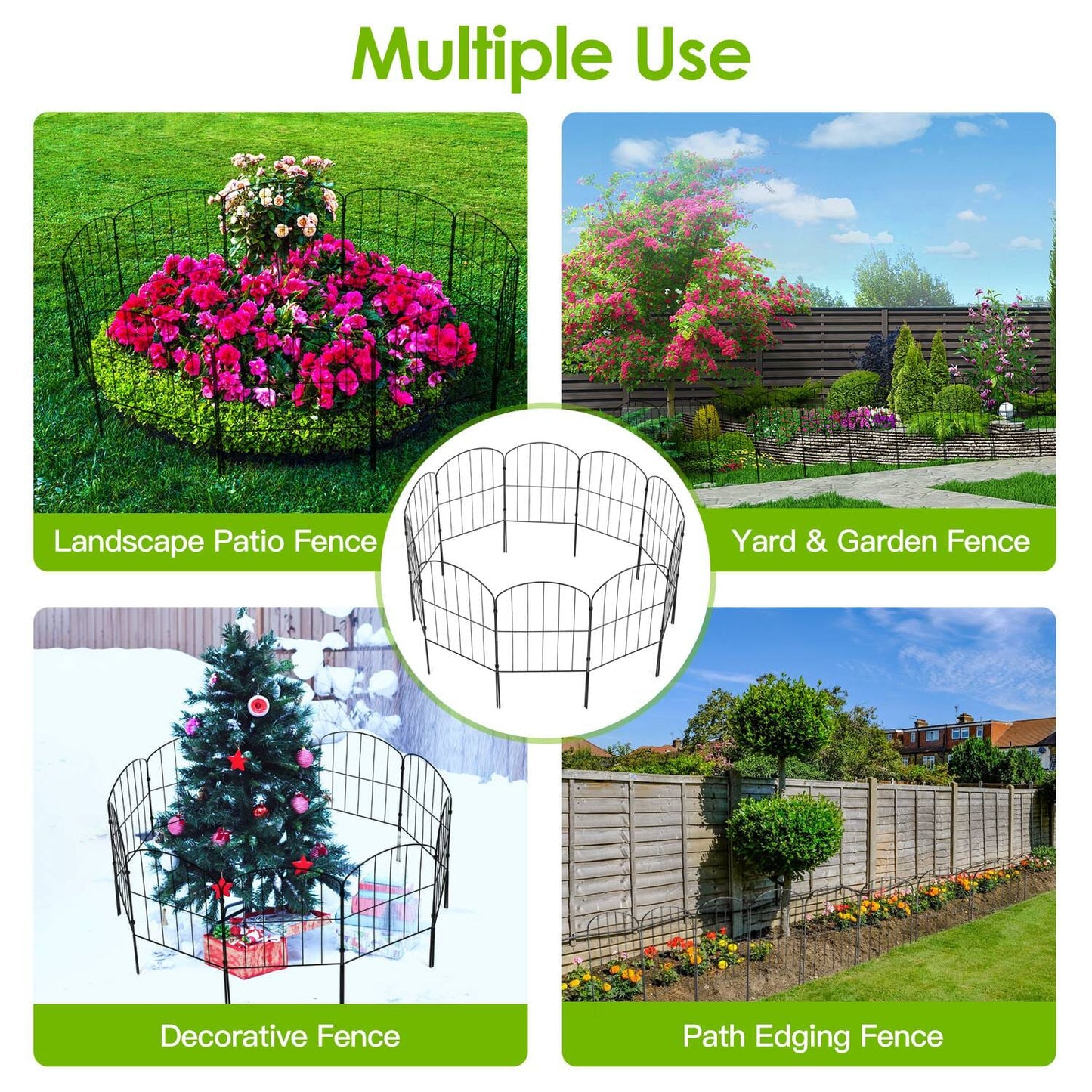 10-Pieces: Decorative Garden Fence Rustproof Iron Wire Arched Fence