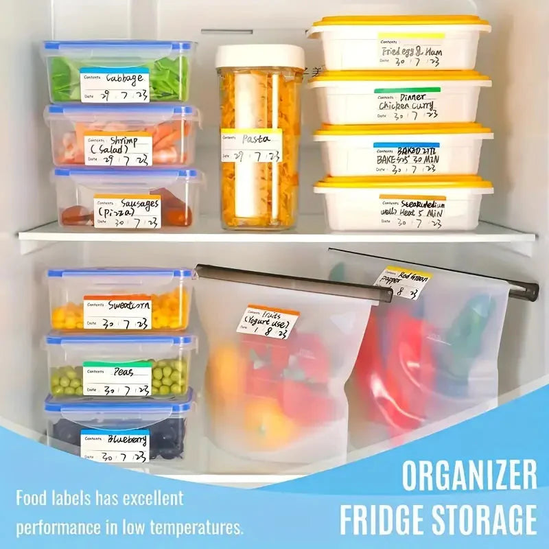 100-Pieces: Colored Freezer Labels Food Storage Labels Stickers