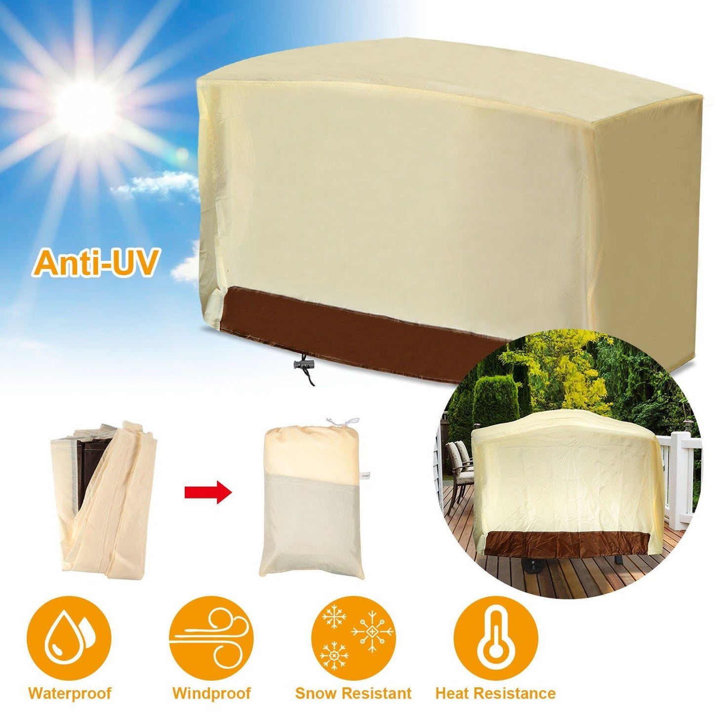 210D Waterproof Outdoor BBQ Grill Cover