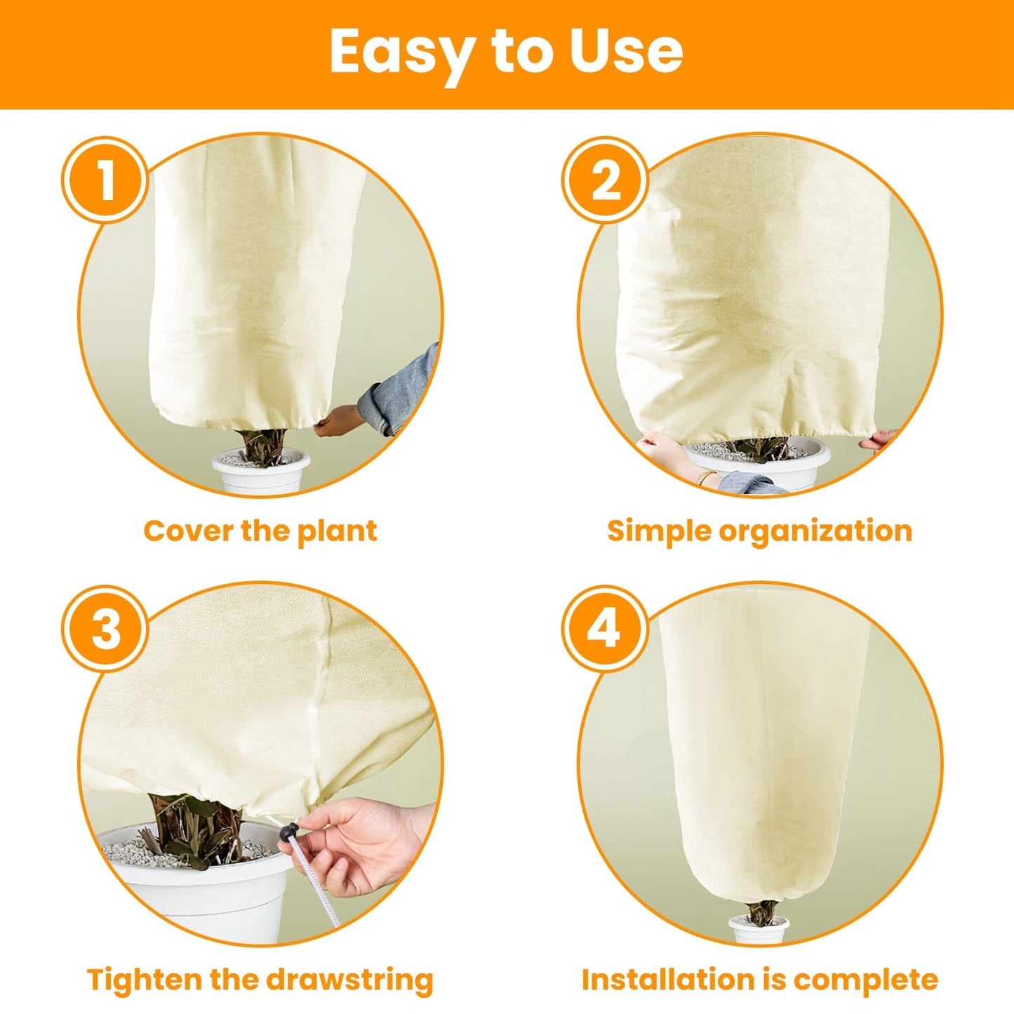 3-Pieces: Winter Plant Cover Bags with Drawstring