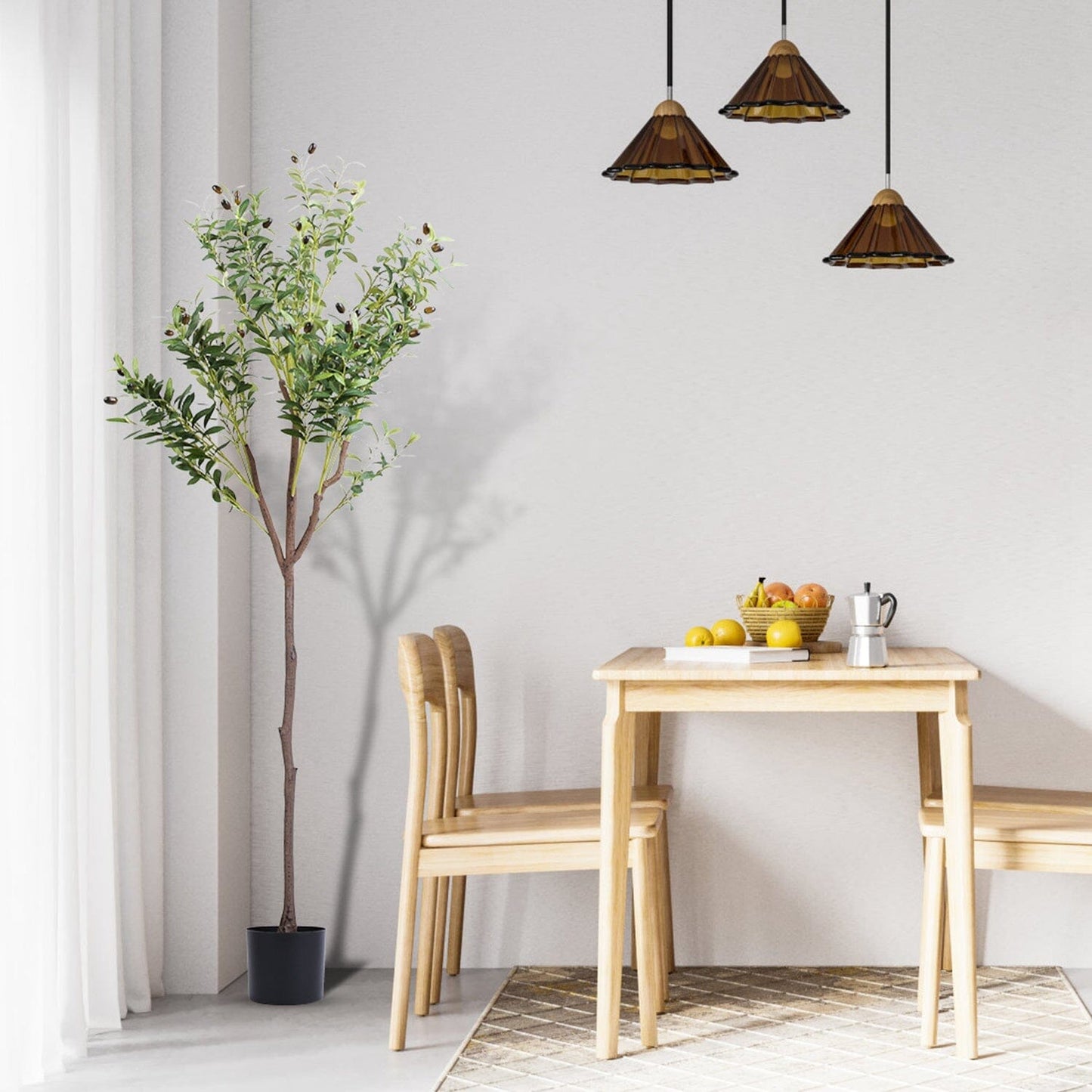 5.9ft Artificial Olive Tree with Lush Olive Branches and Fruits with Black Planter Pot