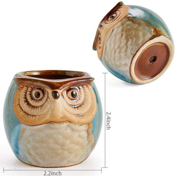 6-Pack: 2.5 Inch Owl Pot Ceramic Base