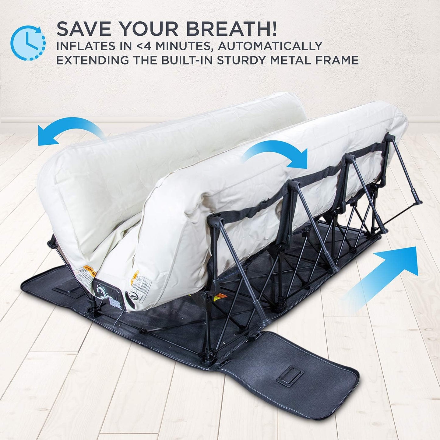 CloudLift EZ-Bed™ – Full‑Size Self‑Inflating Air Mattress with Folding Frame & Wheeled Travel Case