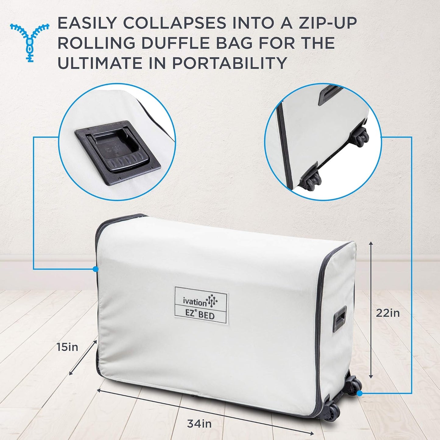 CloudLift EZ-Bed™ – Full‑Size Self‑Inflating Air Mattress with Folding Frame & Wheeled Travel Case