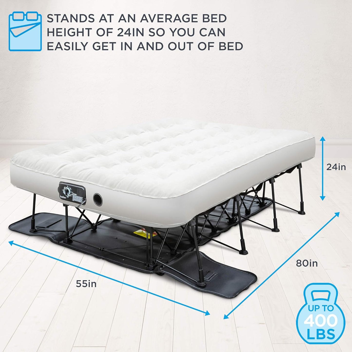 CloudLift EZ-Bed™ – Full‑Size Self‑Inflating Air Mattress with Folding Frame & Wheeled Travel Case