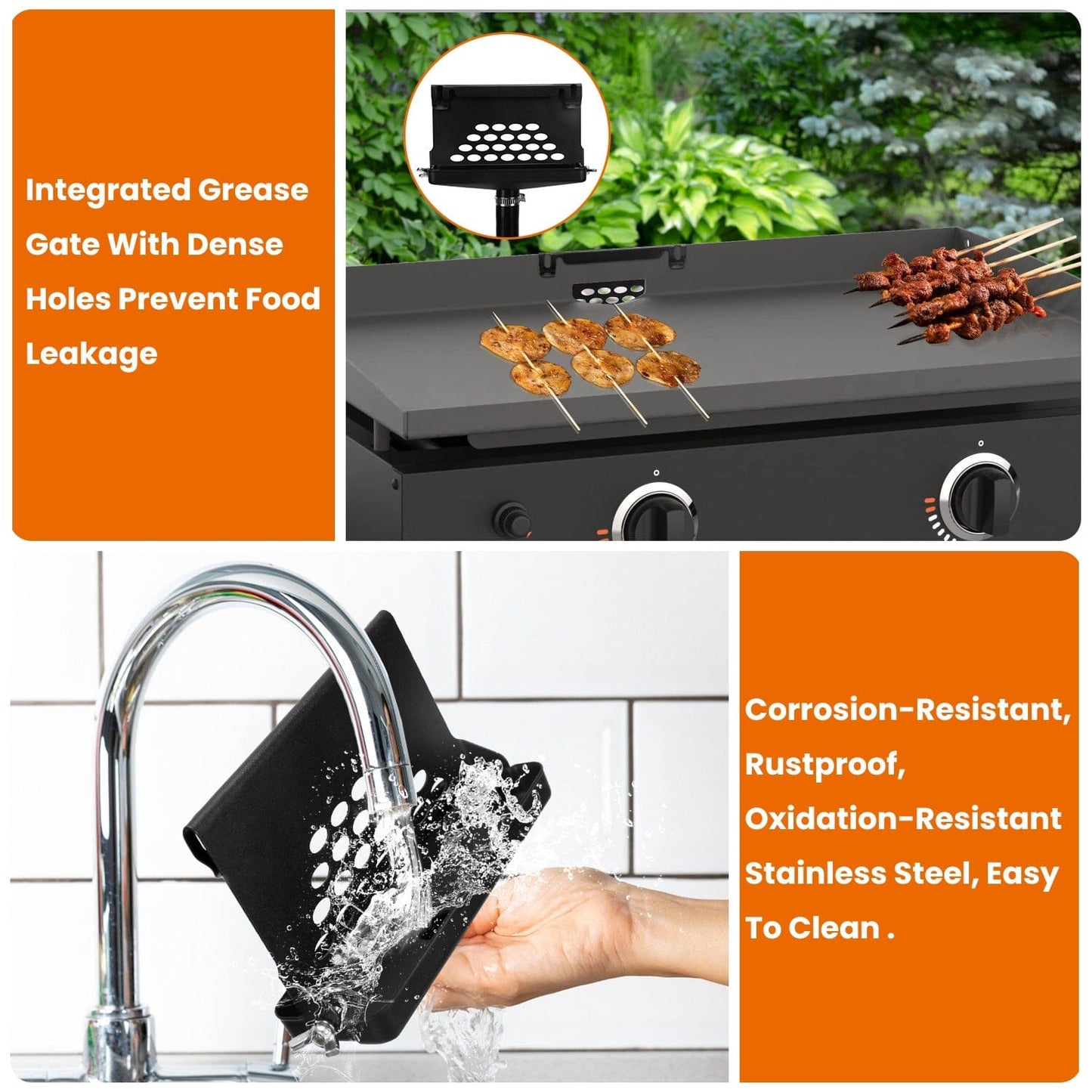 Blackstone Griddle Grease Catcher with Heat Resistant Hose Stainless Steel