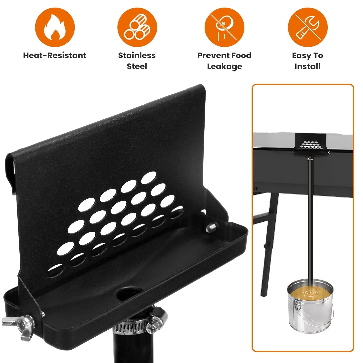 Blackstone Griddle Grease Catcher with Heat Resistant Hose Stainless Steel