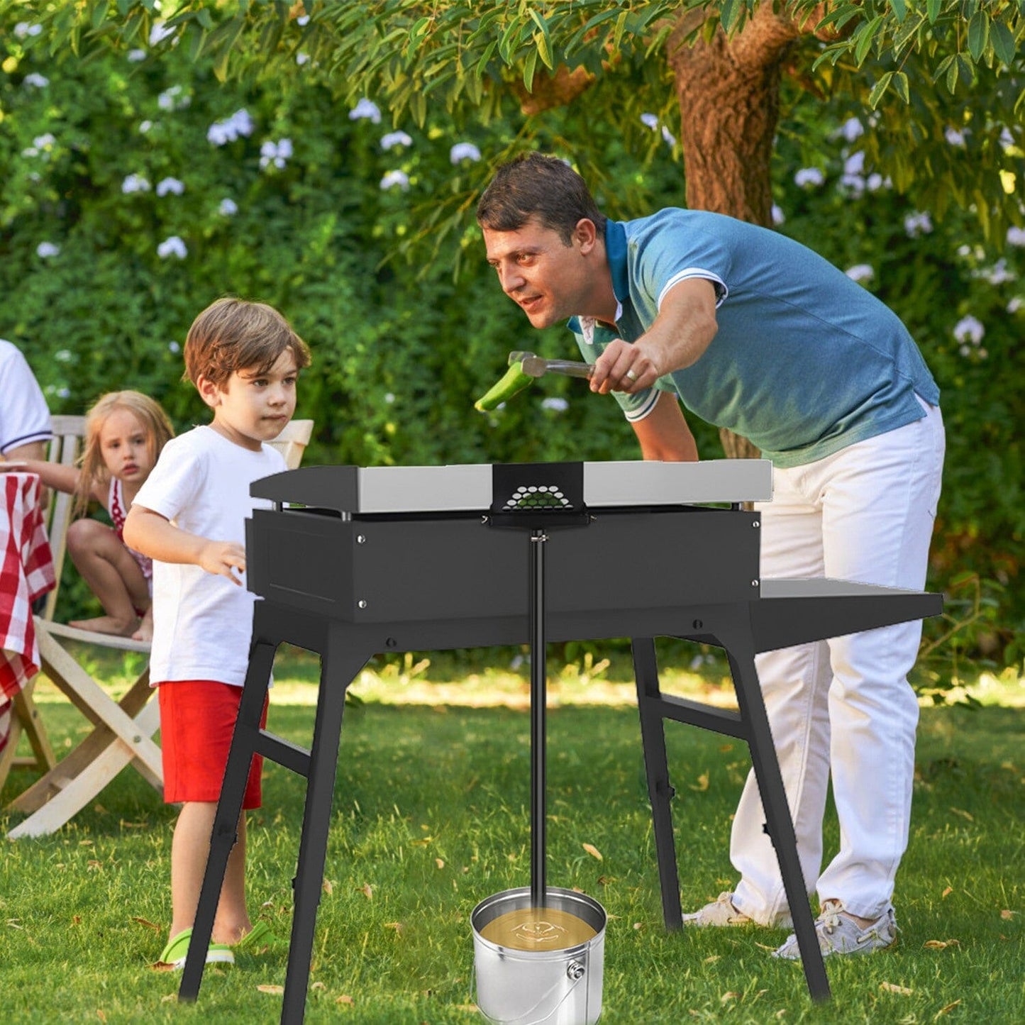 Blackstone Griddle Grease Catcher with Heat Resistant Hose Stainless Steel