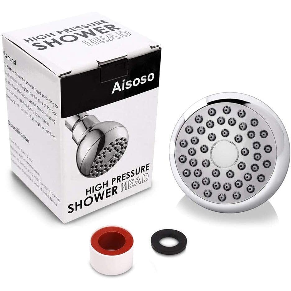 High Pressure Shower Head 3" Anti-clog Anti-leak Fixed with Adjustable Swivel Brass Ball Joint