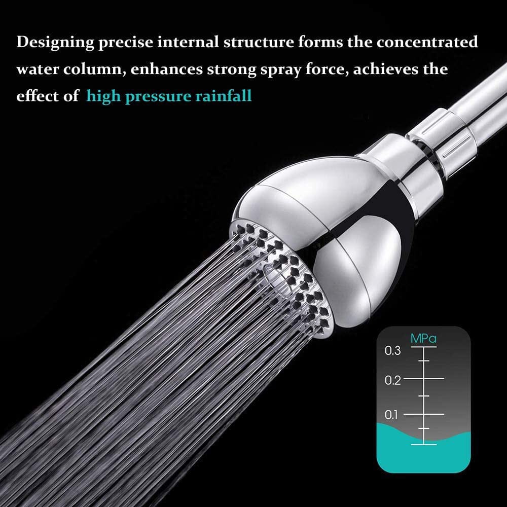 High Pressure Shower Head 3" Anti-clog Anti-leak Fixed with Adjustable Swivel Brass Ball Joint