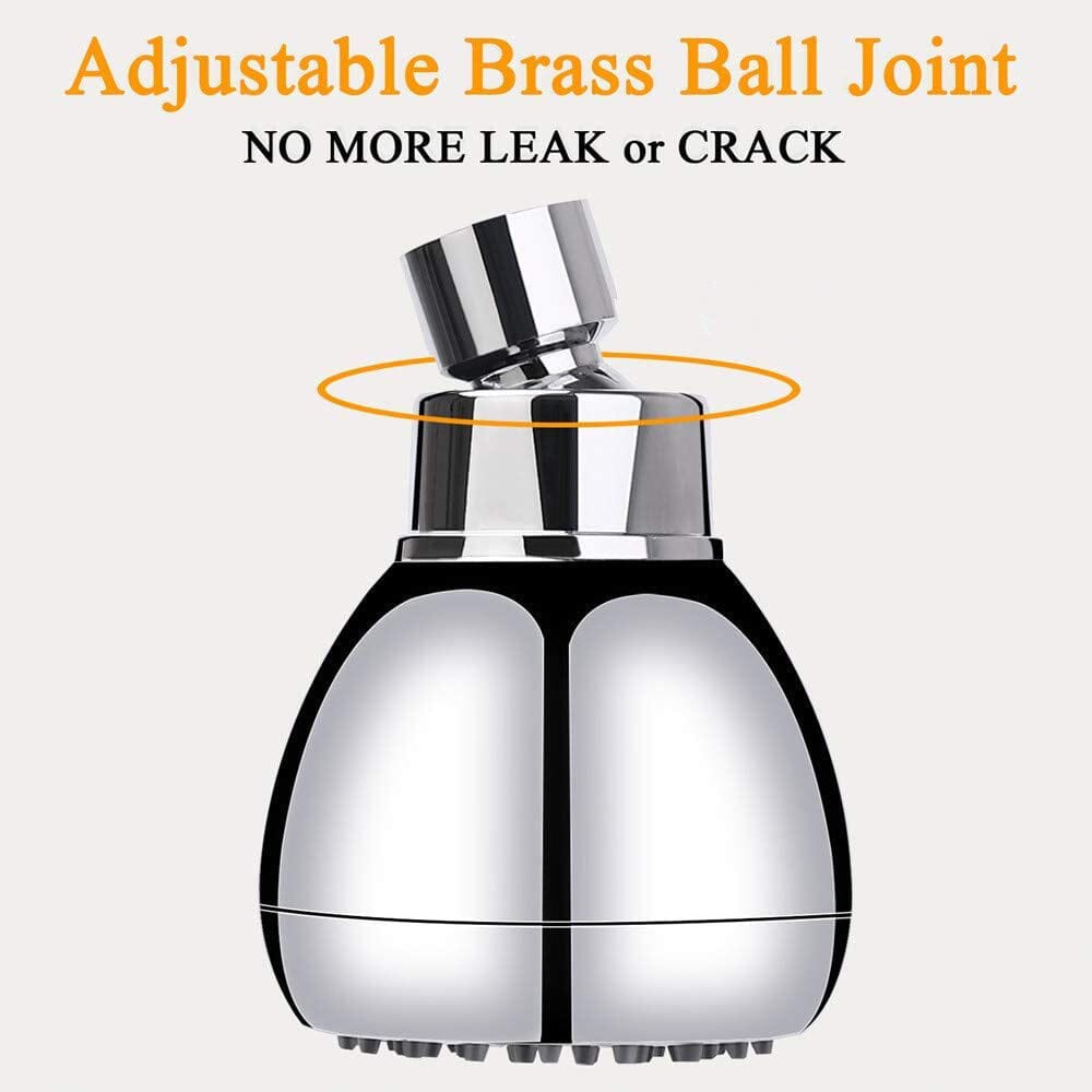 High Pressure Shower Head 3" Anti-clog Anti-leak Fixed with Adjustable Swivel Brass Ball Joint