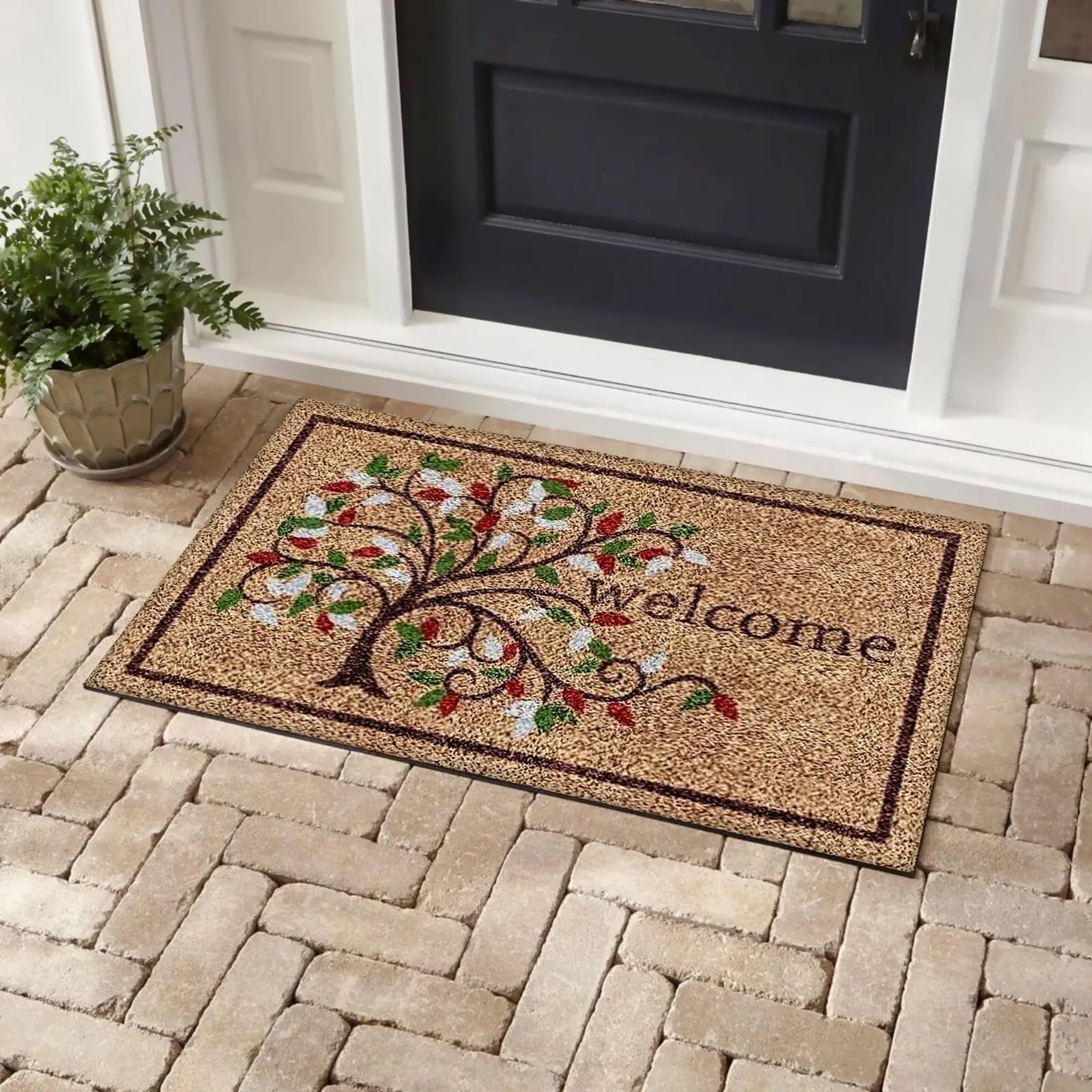 Bibb Home Coir Outdoor Printed Door Mat