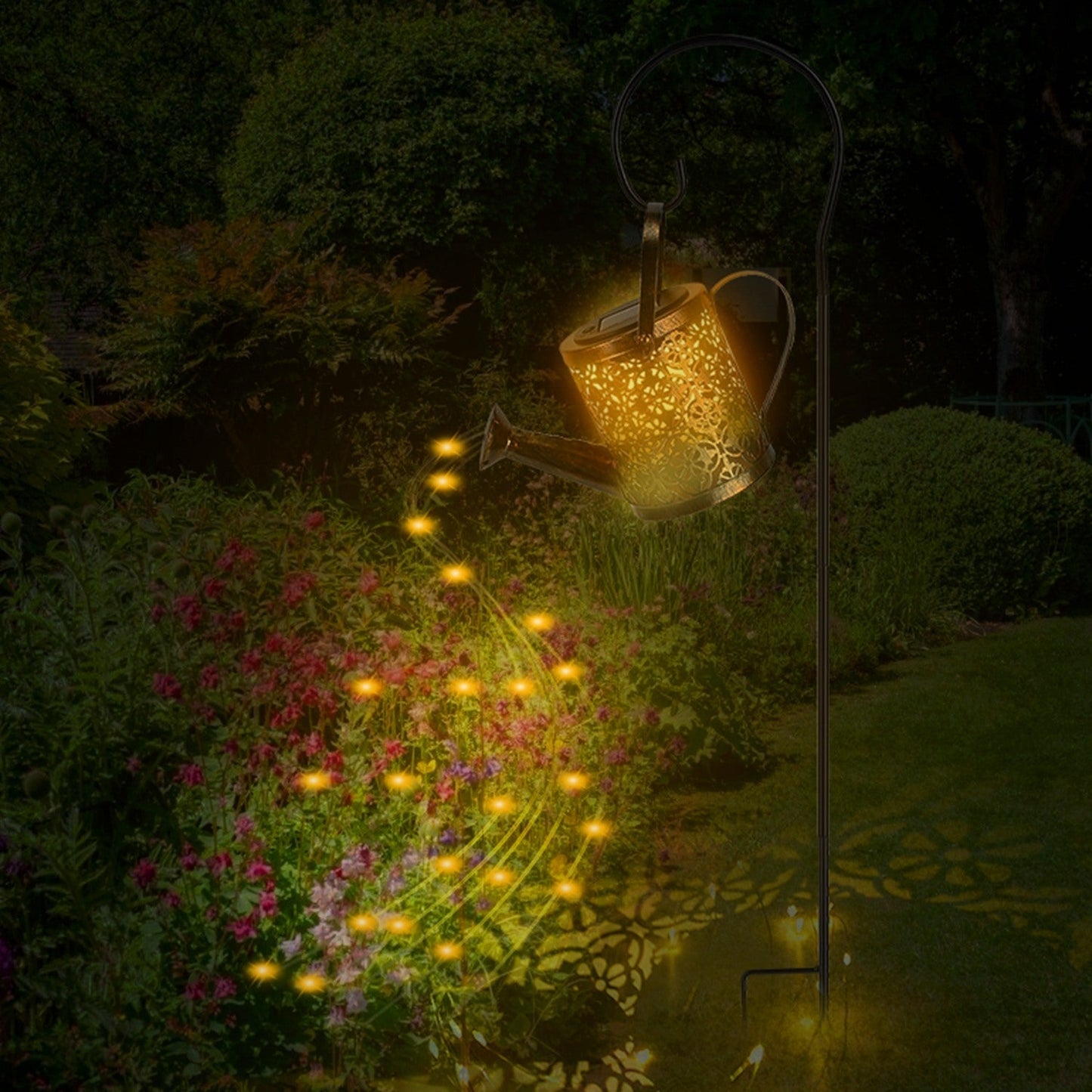 Solar Watering Can Powdered String Light Stake