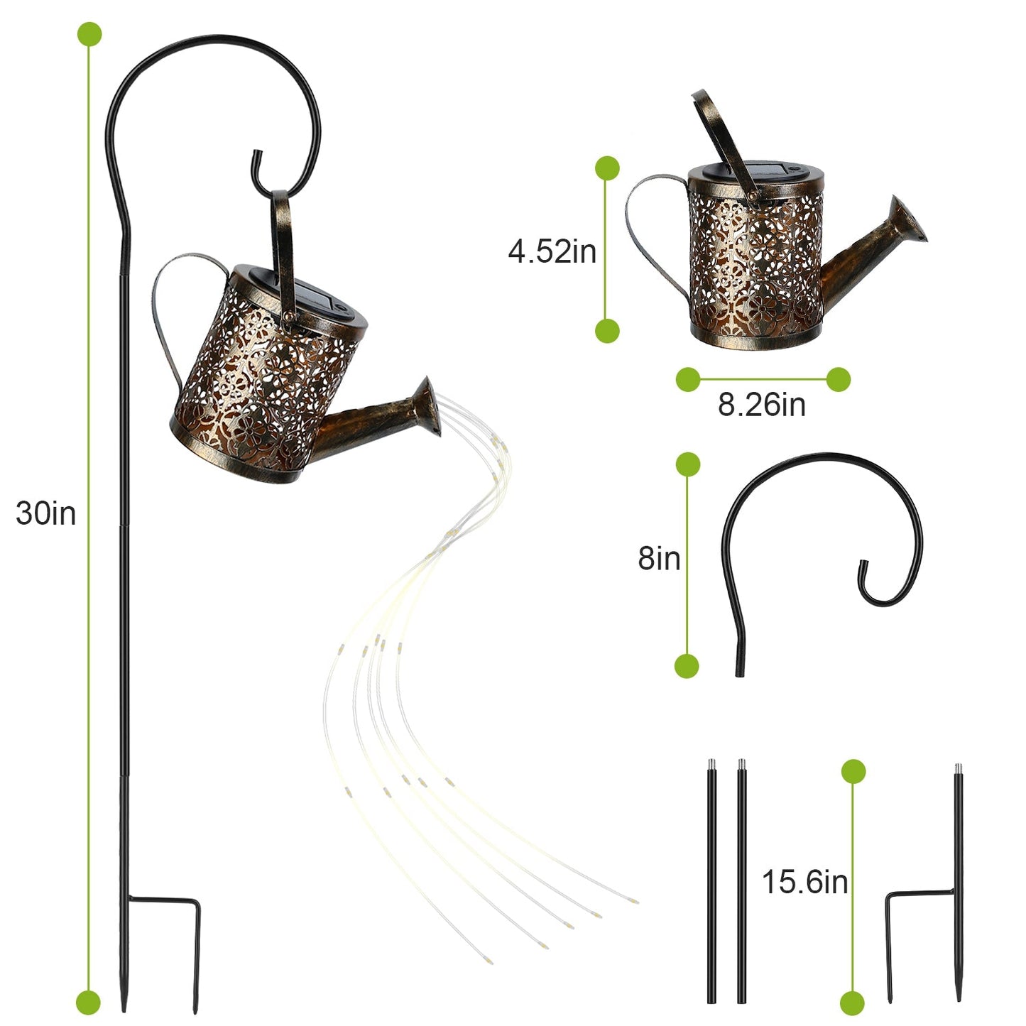 Solar Watering Can Powdered String Light Stake