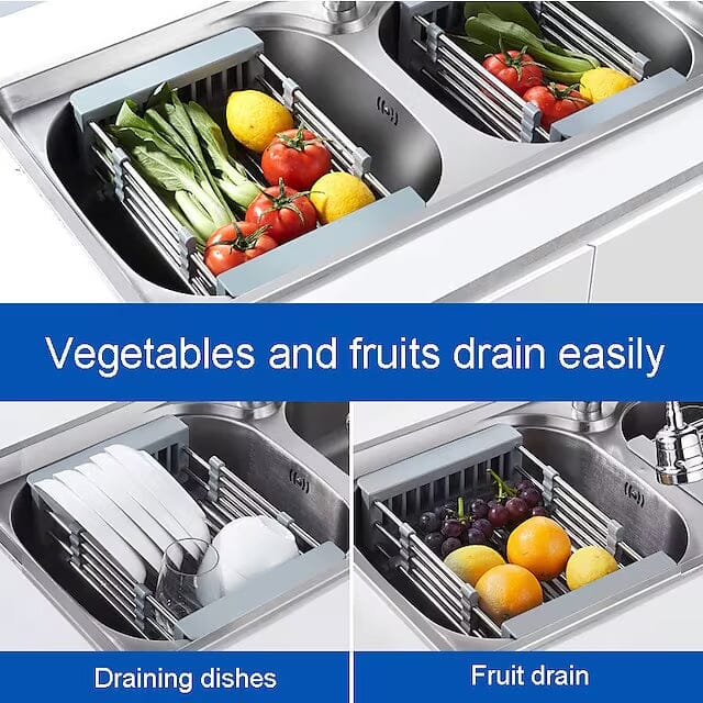 Stainless Steel Frame Drain Basket Telescopic Sink Frame
