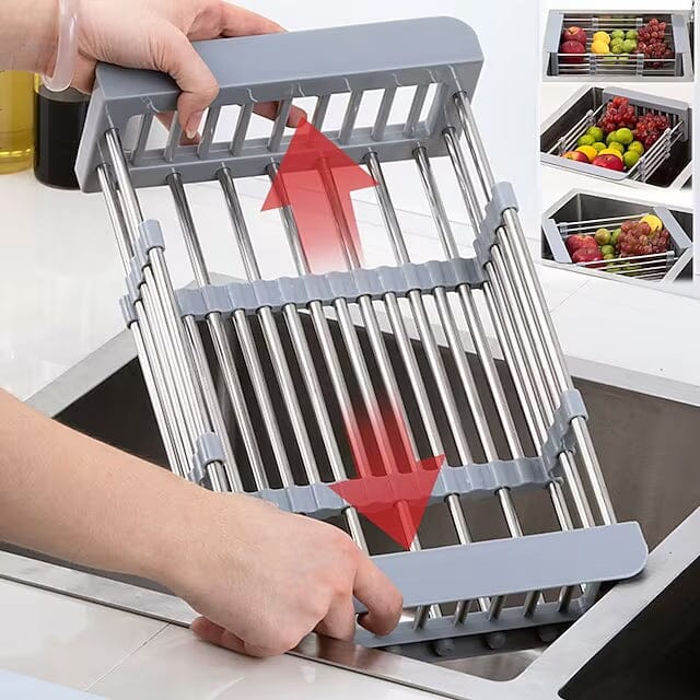 Stainless Steel Frame Drain Basket Telescopic Sink Frame