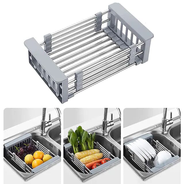 Stainless Steel Frame Drain Basket Telescopic Sink Frame