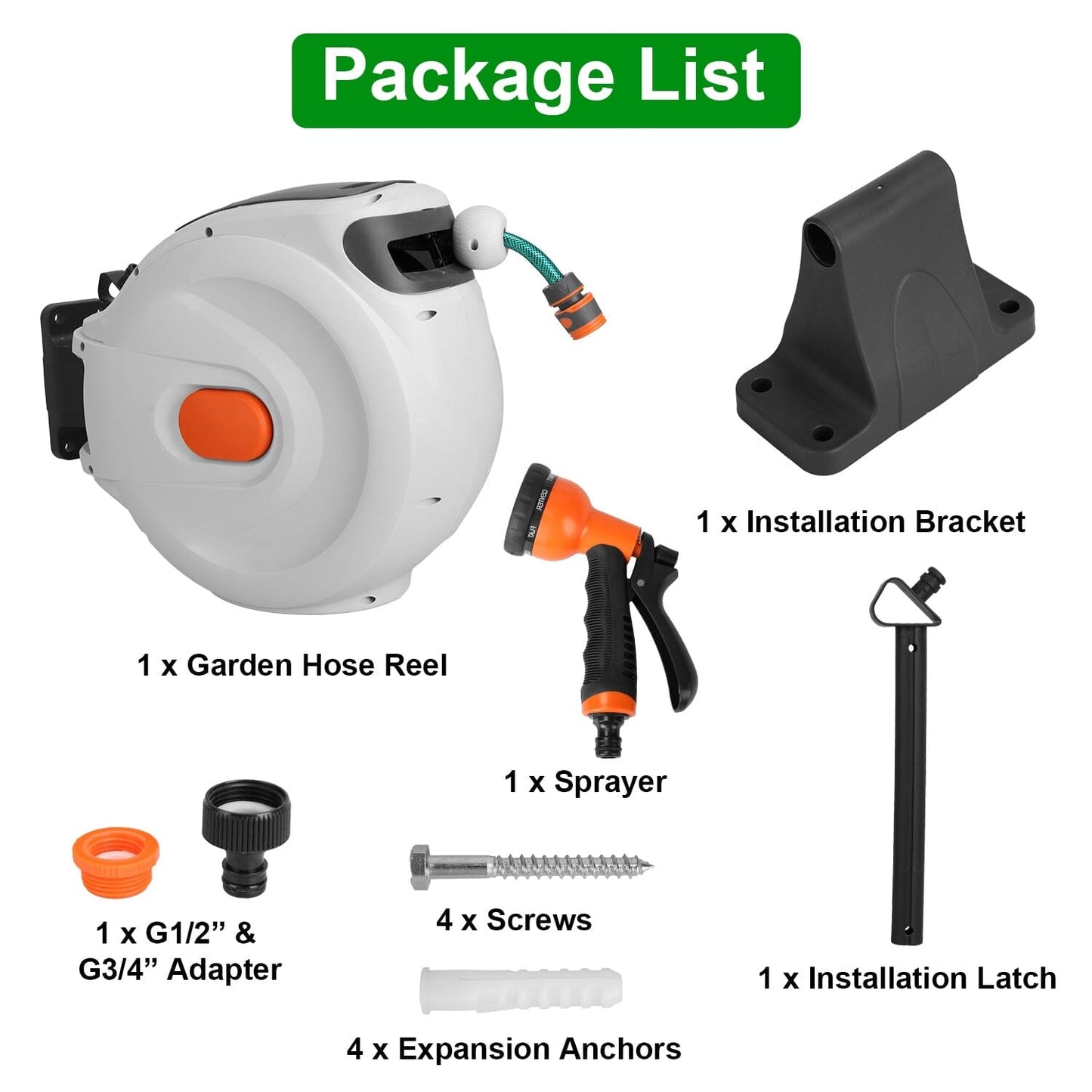 Wall Mounted Automatic Retractable Garden Hose Reel