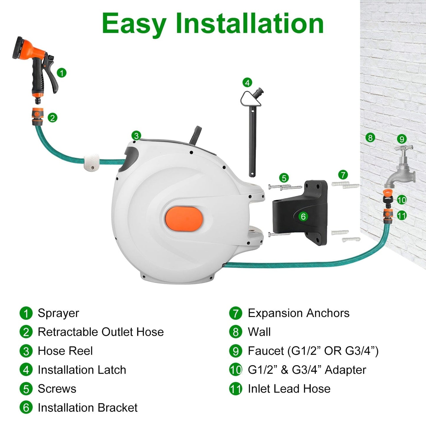 Wall Mounted Automatic Retractable Garden Hose Reel