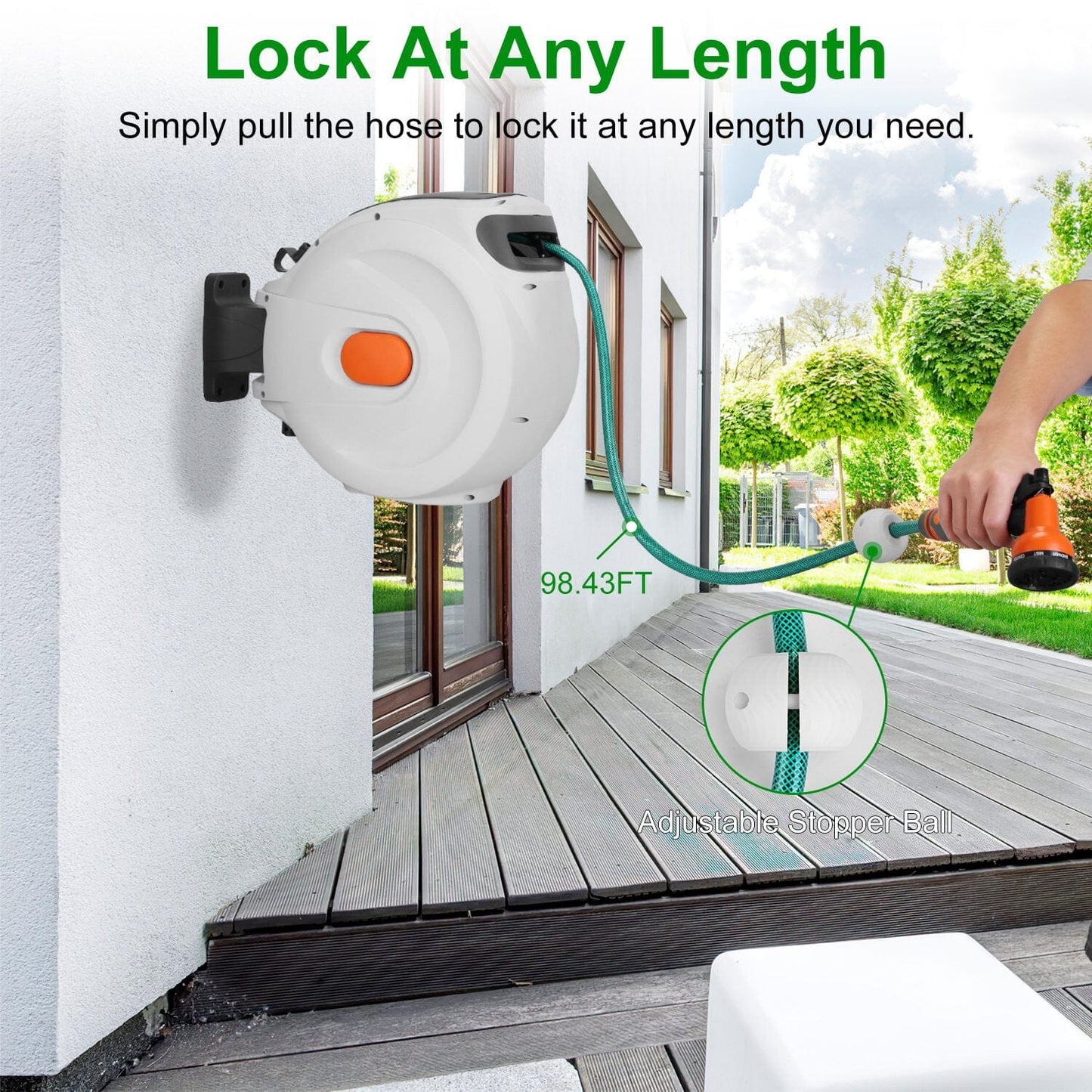 Wall Mounted Automatic Retractable Garden Hose Reel