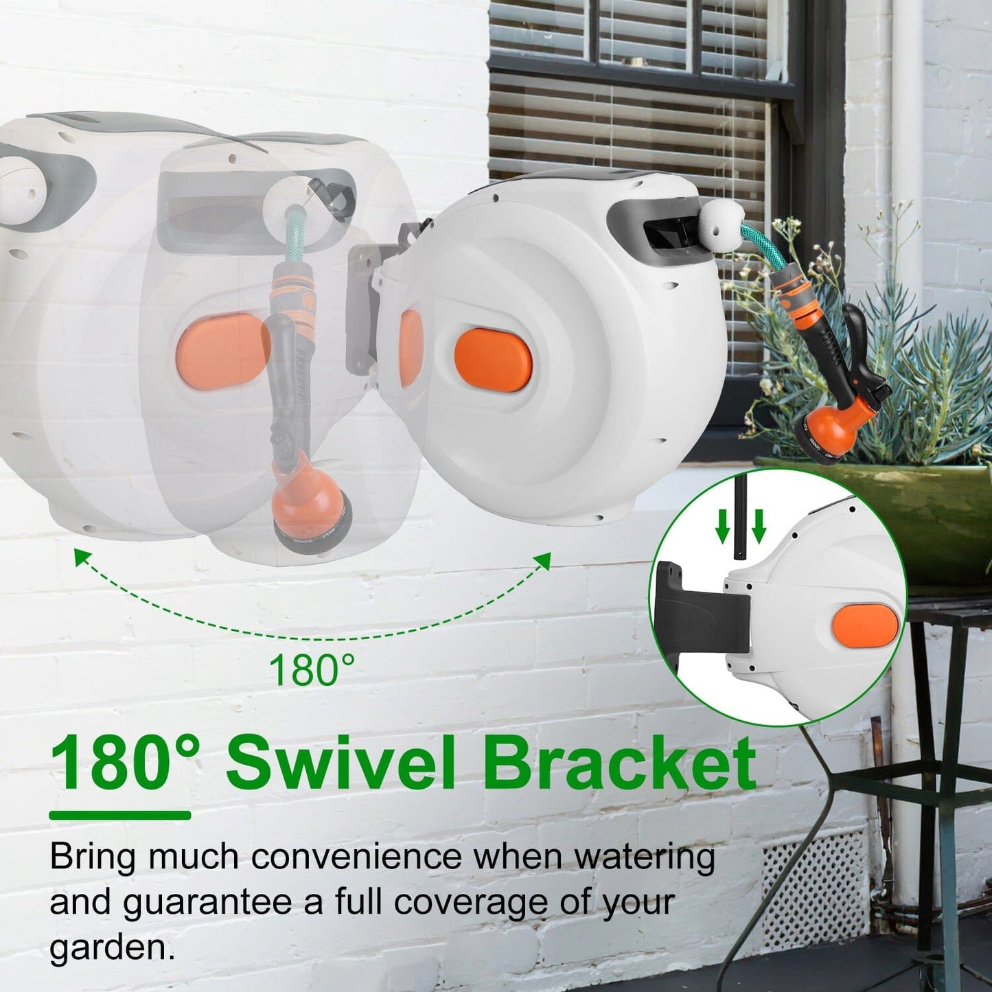 Wall Mounted Automatic Retractable Garden Hose Reel