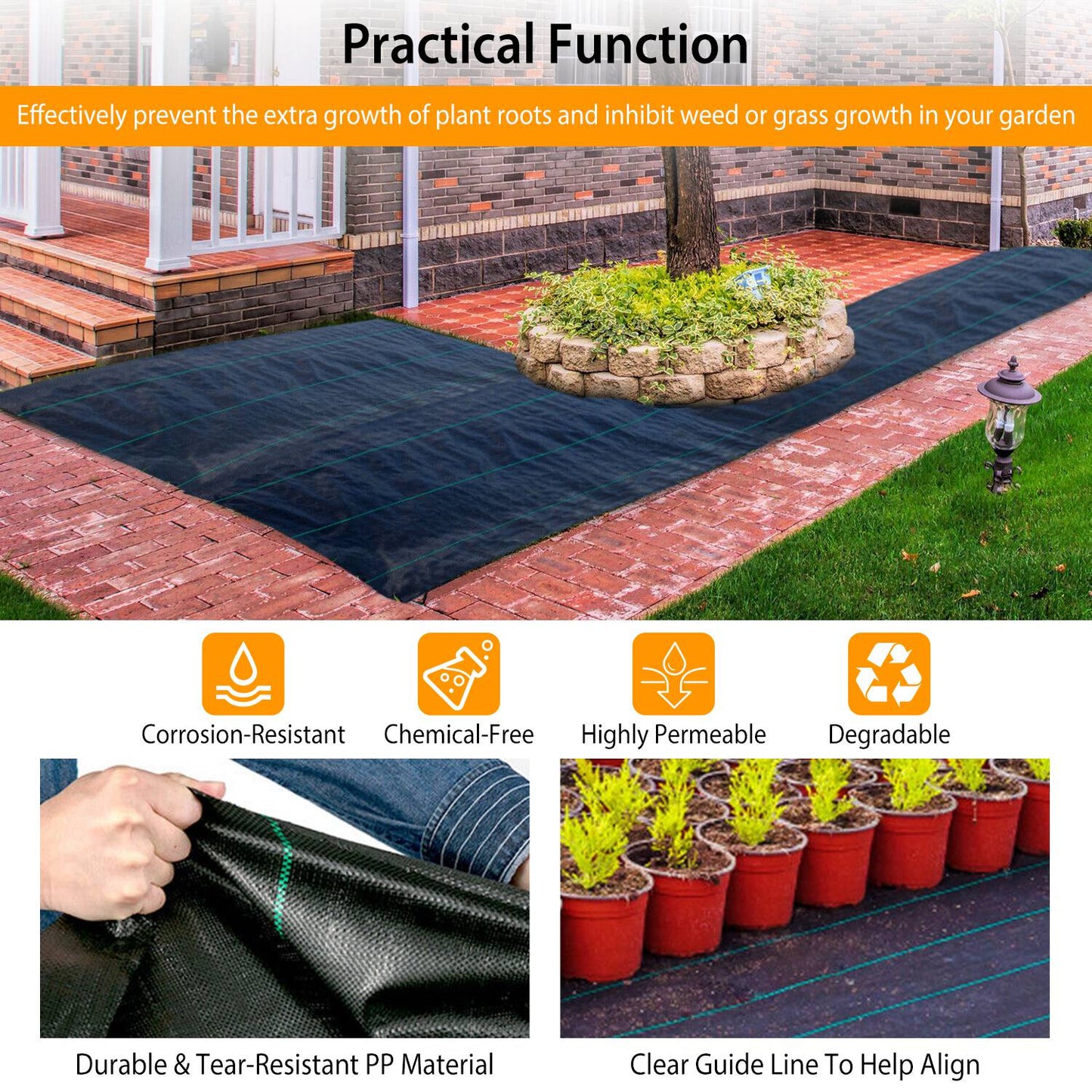 Weed Barrier Landscape Gardening Mat Fabric Woven