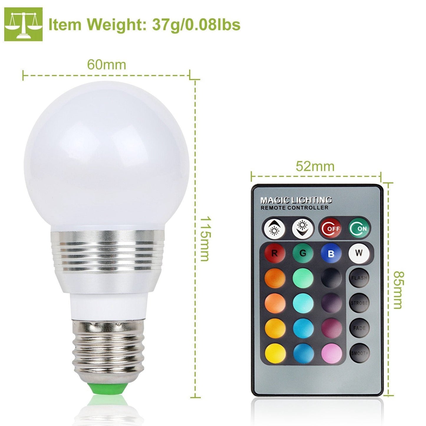 16 Colors Change LED Bulbs E27 3W RGD Dimmable Mood Lighting Lamp