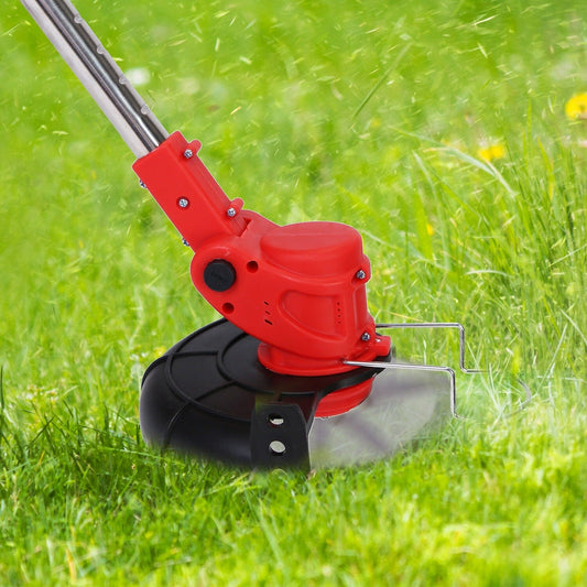 3-in-1 Electric Cordless Grass Wacker Battery Powered Grass Trimmer with Wheels Adjustable Head with 2-Pieces 2500mAh Batteries