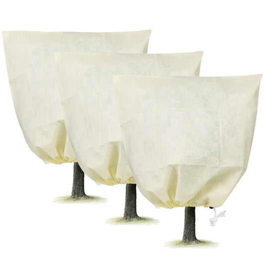 3-Pieces: Winter Plant Cover Bags with Drawstring