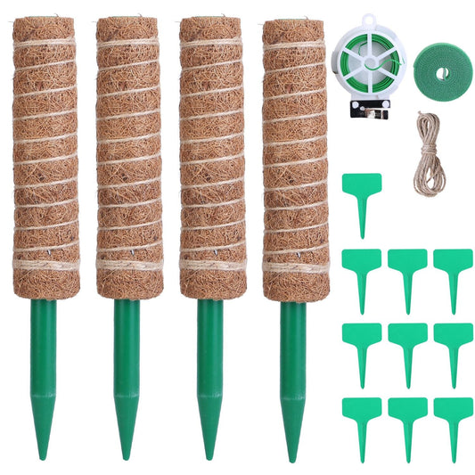 4-Pieces: Coco Coir Extendable Moss Pole for Climbing Plants