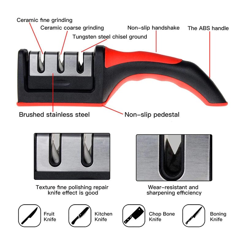 Knife Sharpener Handheld  3 Stages Type Quick Sharpening Tool